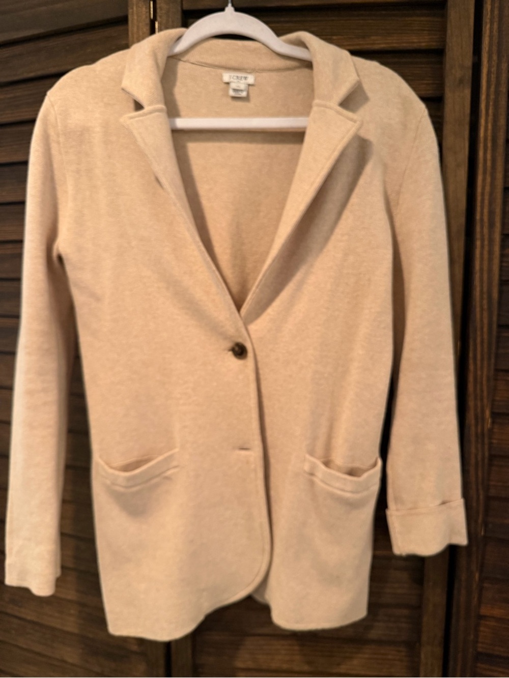 J. Crew Light Cream Single-Button Knit Blazer